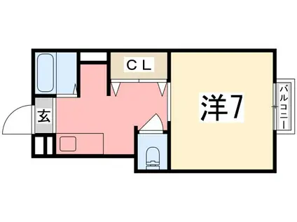 山陽電鉄網干線 山陽天満駅 徒歩15分 2階建 築6年(1K/1階)の間取り写真