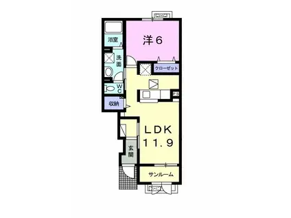 ジュネス アンシャンテ(1LDK/1階)の間取り写真