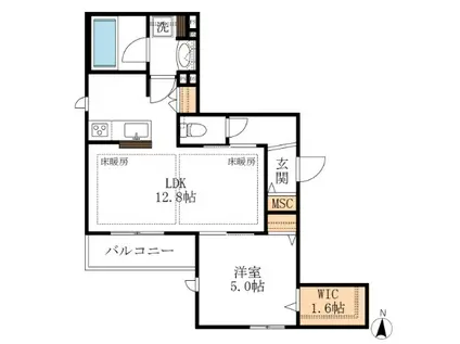 AF ペット共生・クレールメゾン(1LDK/2階)の間取り写真