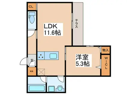 TORISIA平野西I(1LDK/1階)の間取り写真