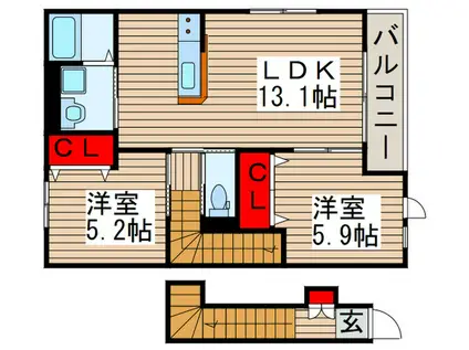 グラン国分寺(2LDK/2階)の間取り写真