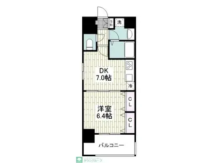 センプレフェリーチェ(1DK/6階)の間取り写真