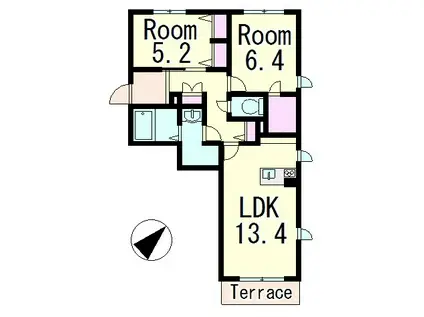 JUNAB棟(2LDK/3階)の間取り写真