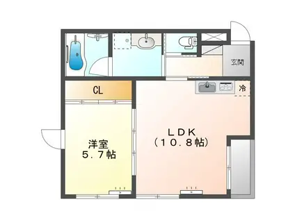 VILLA COURT CARROT8(1LDK/2階)の間取り写真