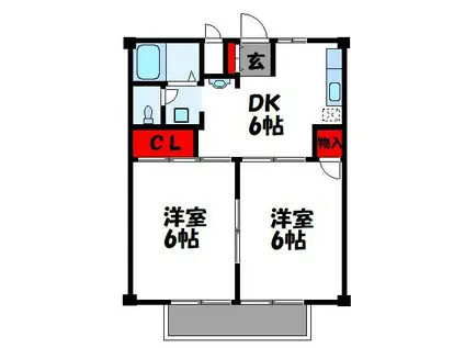 サンライズ寿(2DK/2階)の間取り写真