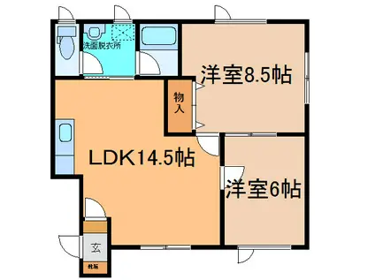 リベラル185(2LDK/1階)の間取り写真