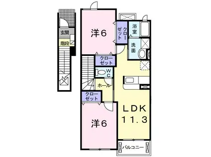 レーベンツォーネIII(2LDK/2階)の間取り写真