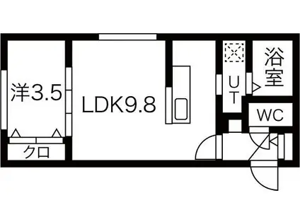 アンティーク(1LDK/2階)の間取り写真