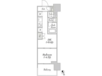 ウエリスアーバン水天宮前(1DK/3階)の間取り写真