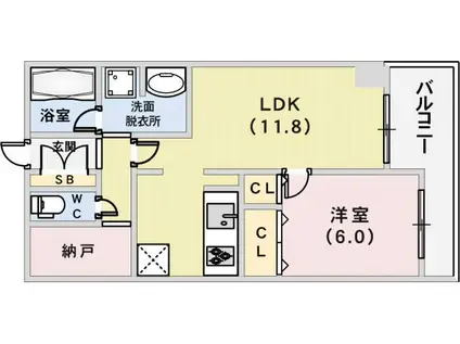 アーバネックス元町通(1LDK/12階)の間取り写真