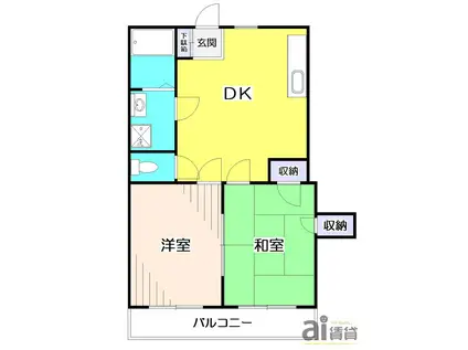 クレイルヴィラI(2DK/3階)の間取り写真