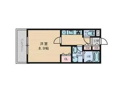 BELLE LEAD 小津(1SK/2階)の間取り写真