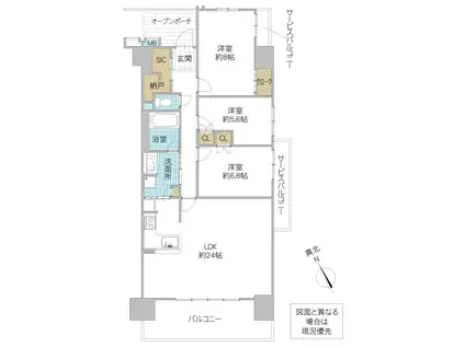 レーベン水戸 THE PREMIERE(3LDK/9階)の間取り写真