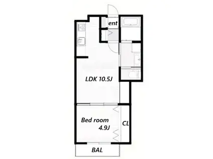 ルナ大久保駅前(1LDK/3階)の間取り写真