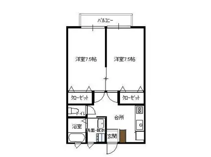 グリーンハウス厨川A(2K/2階)の間取り写真