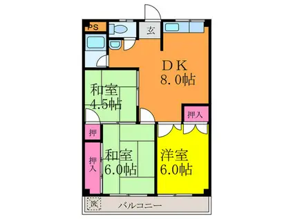 メゾン三島(3DK/5階)の間取り写真