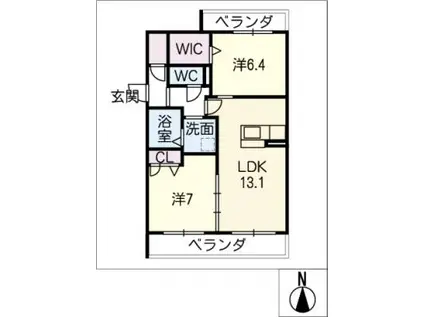 フェリークアン(2LDK/2階)の間取り写真