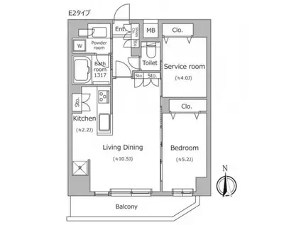 ドゥーエ南千住(1SLDK/3階)の間取り写真