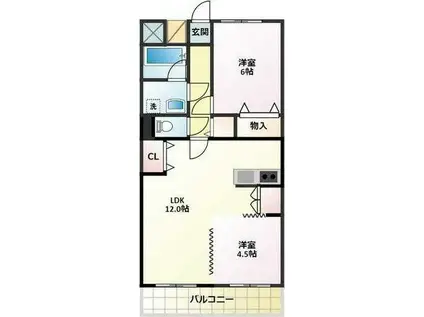 シャルムベルシー(2LDK/1階)の間取り写真