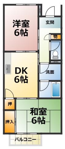 サープラスサカイB(2DK/1階)の間取り写真