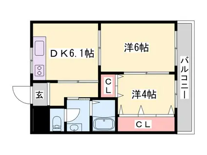 ロイヤル・サハホリ(2DK/3階)の間取り写真