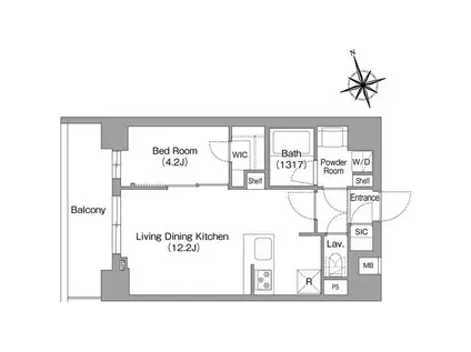 コンフォリア・リヴ八丁堀(1LDK/11階)の間取り写真