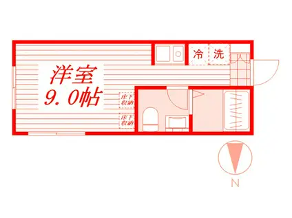 エクリス(ワンルーム/1階)の間取り写真