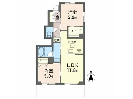 ファミリエ(2LDK/1階)の間取り写真