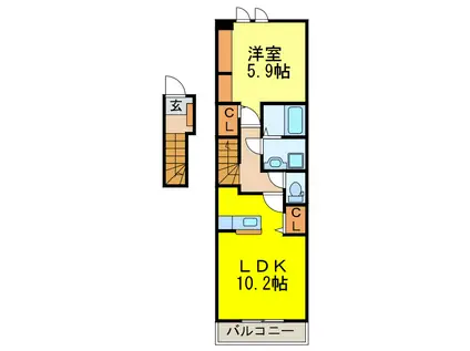 ガーデンハイツ大喜(1LDK/2階)の間取り写真