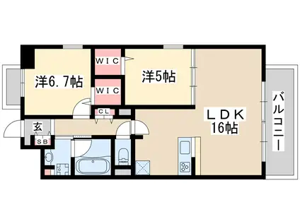 ウェリナ江坂(2LDK/5階)の間取り写真