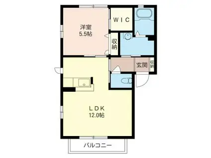 タウンパレス(1LDK/2階)の間取り写真