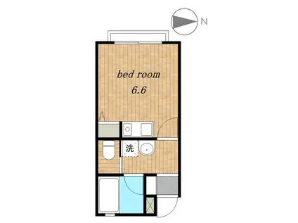 ロゼール千歳台(ワンルーム/2階)の間取り写真
