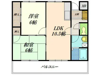 センチュリー鹿籠(2LDK/3階)の間取り写真