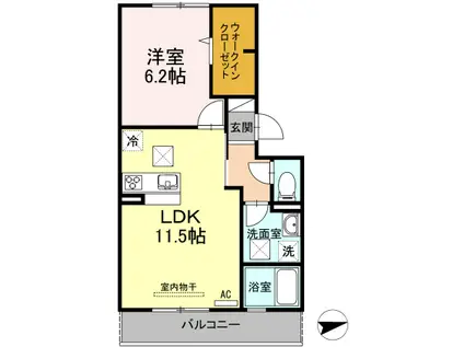 アンベル新山口(1LDK/1階)の間取り写真