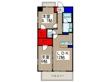 プライムホーム大宮(2LDK/9階)の間取り写真