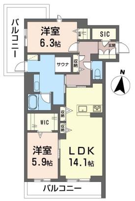 ウェルビー(2LDK/2階)の間取り写真