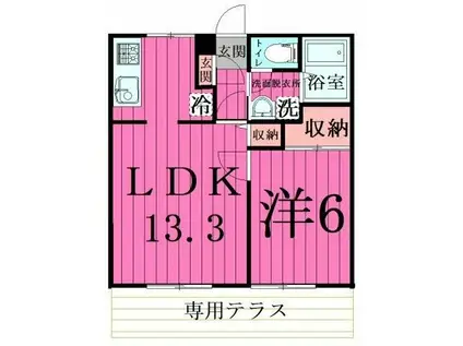 フロイディハイツ(1LDK/1階)の間取り写真