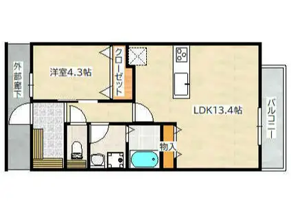 アーデル美鈴園(1LDK/3階)の間取り写真