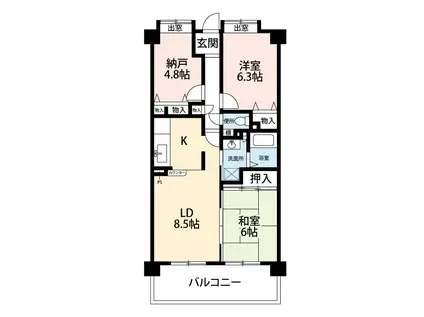 タウンハウス芦屋川(3LDK/2階)の間取り写真