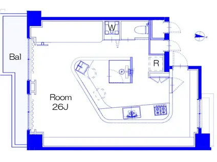 岡部ドエル弐番館(ワンルーム/3階)の間取り写真