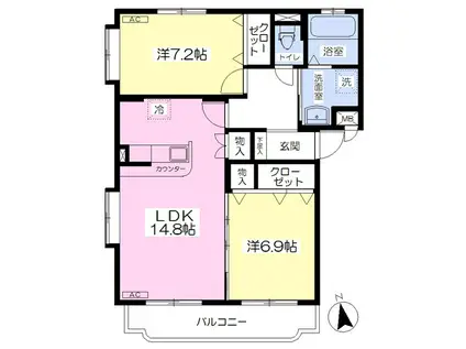 EXCEL COURT(2LDK/3階)の間取り写真