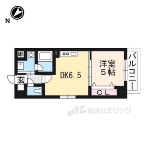 アール・ツー・コート(1DK/4階)の間取り写真