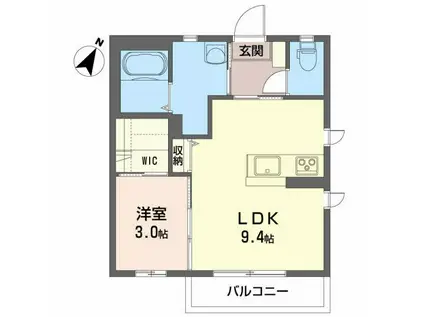 クレアーレ・スズキD(1LDK/2階)の間取り写真