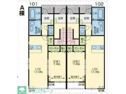 ルミエール国立I(1LDK/1階)の間取り写真
