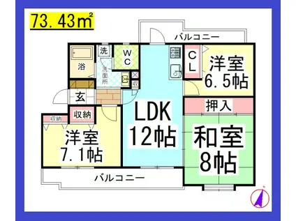 TDクレール湘南台(3LDK/4階)の間取り写真