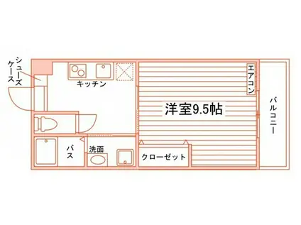 アーバンテラス春日町(1K/4階)の間取り写真