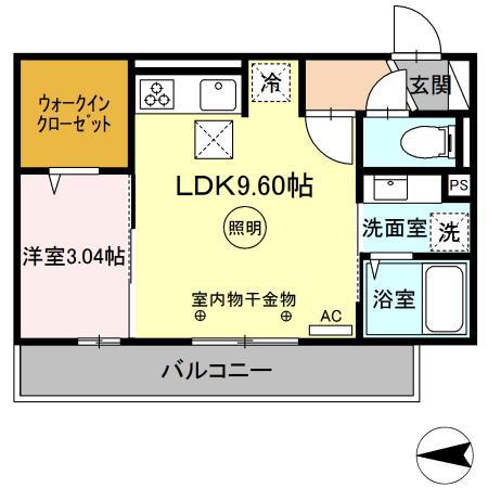 プレミエール 御井(1LDK/1階)の間取り写真
