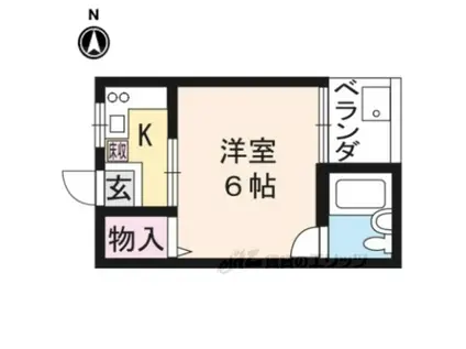 ヴィラ熊野はなれ(1K/1階)の間取り写真