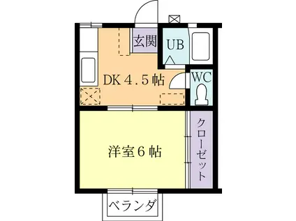 もみの木HOUSE(1DK/2階)の間取り写真