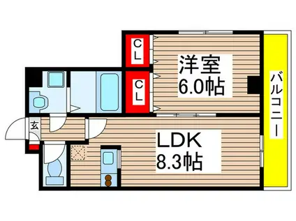 ウィングテラス実籾(1LDK/1階)の間取り写真